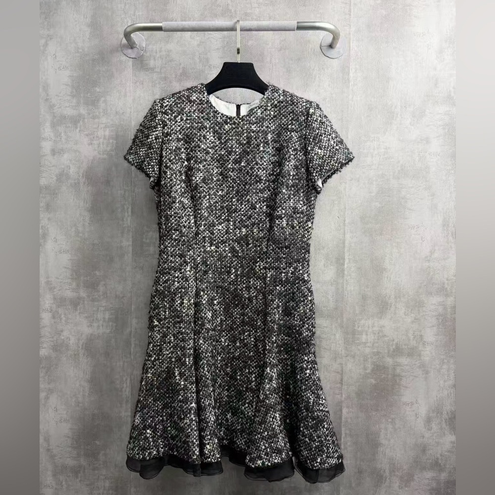 Authentic Dior Elegant Black and White Tweed Dress